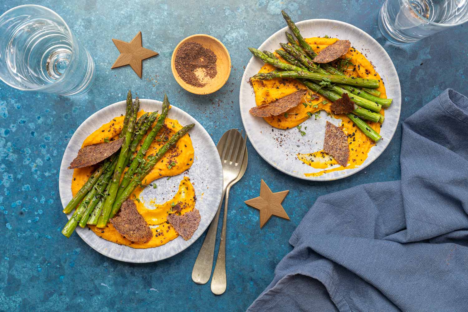 Asperges Met Wortel Gemberspread En Sumac Tuile Landscape Met Sterren