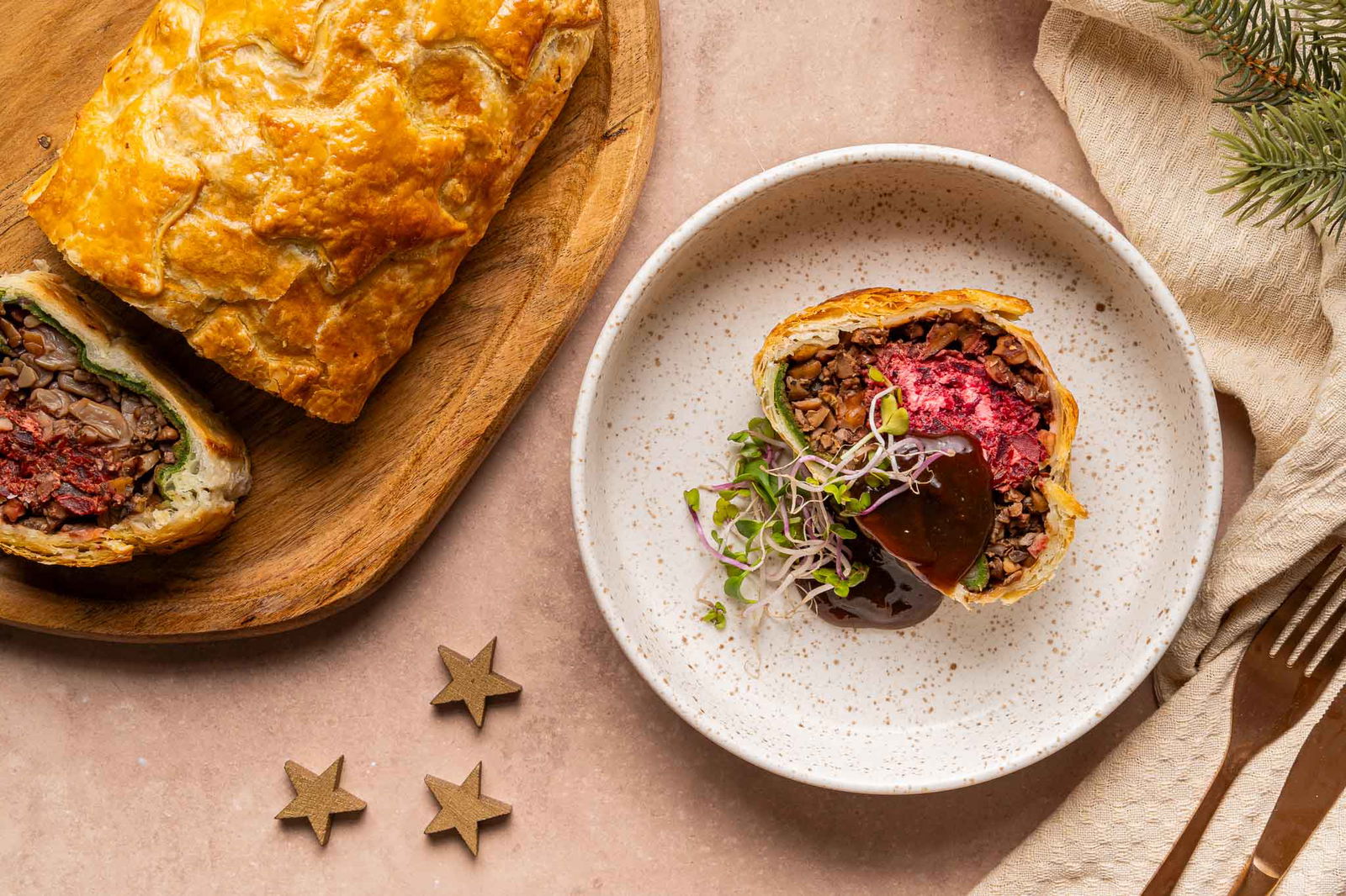 biet wellington met rode wijn saus