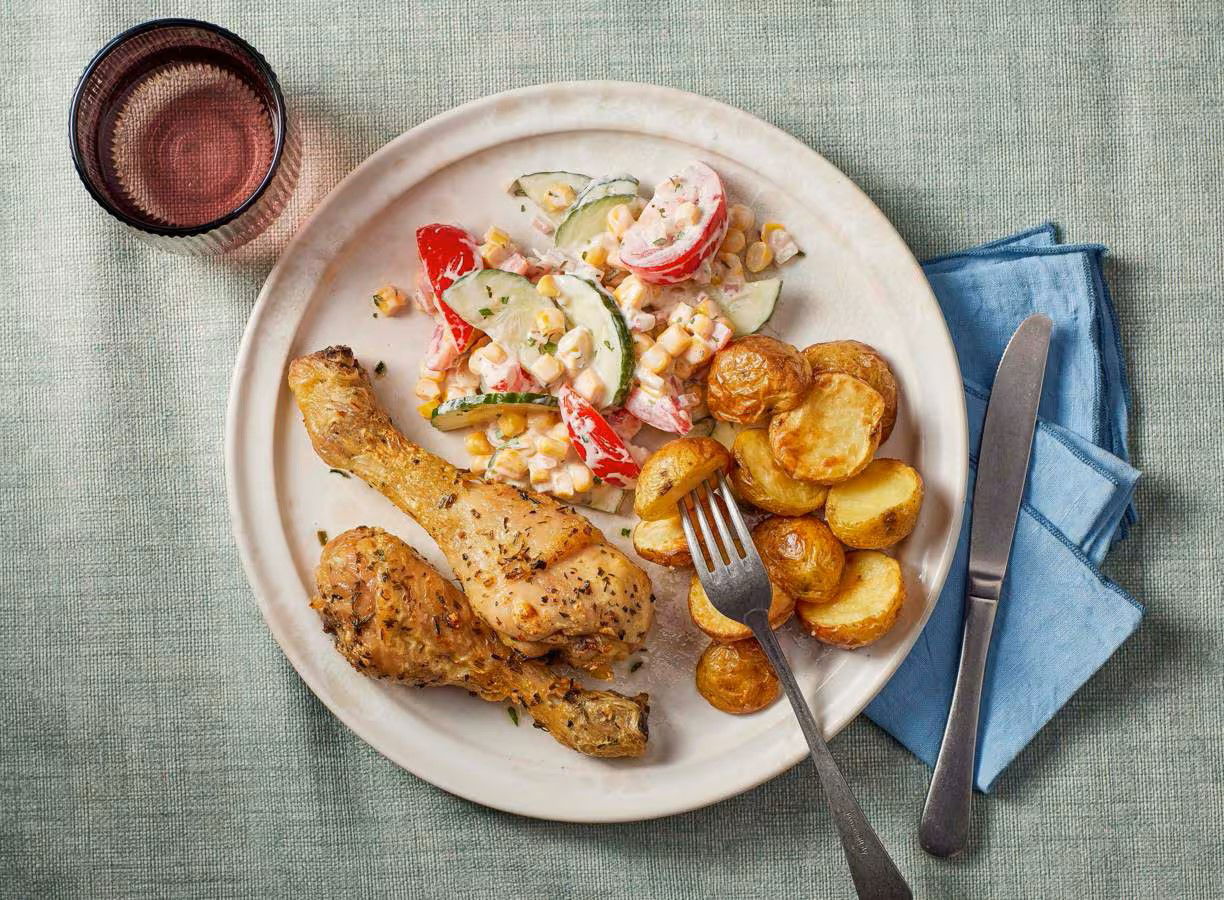 Kip Met Krieltjes Uit De Airfryer En Gemengde Salade