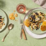 Peulvruchten stoofschotel met panisses, venkeljus en kikkererwtenkrokantje