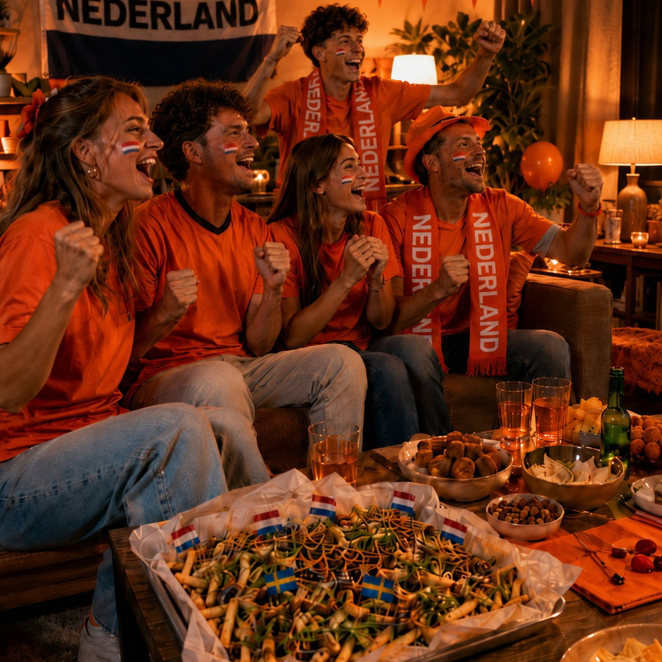 WK Mayoneur Aviko Oranje Feest Voetbal In De Woonkamer Juichen