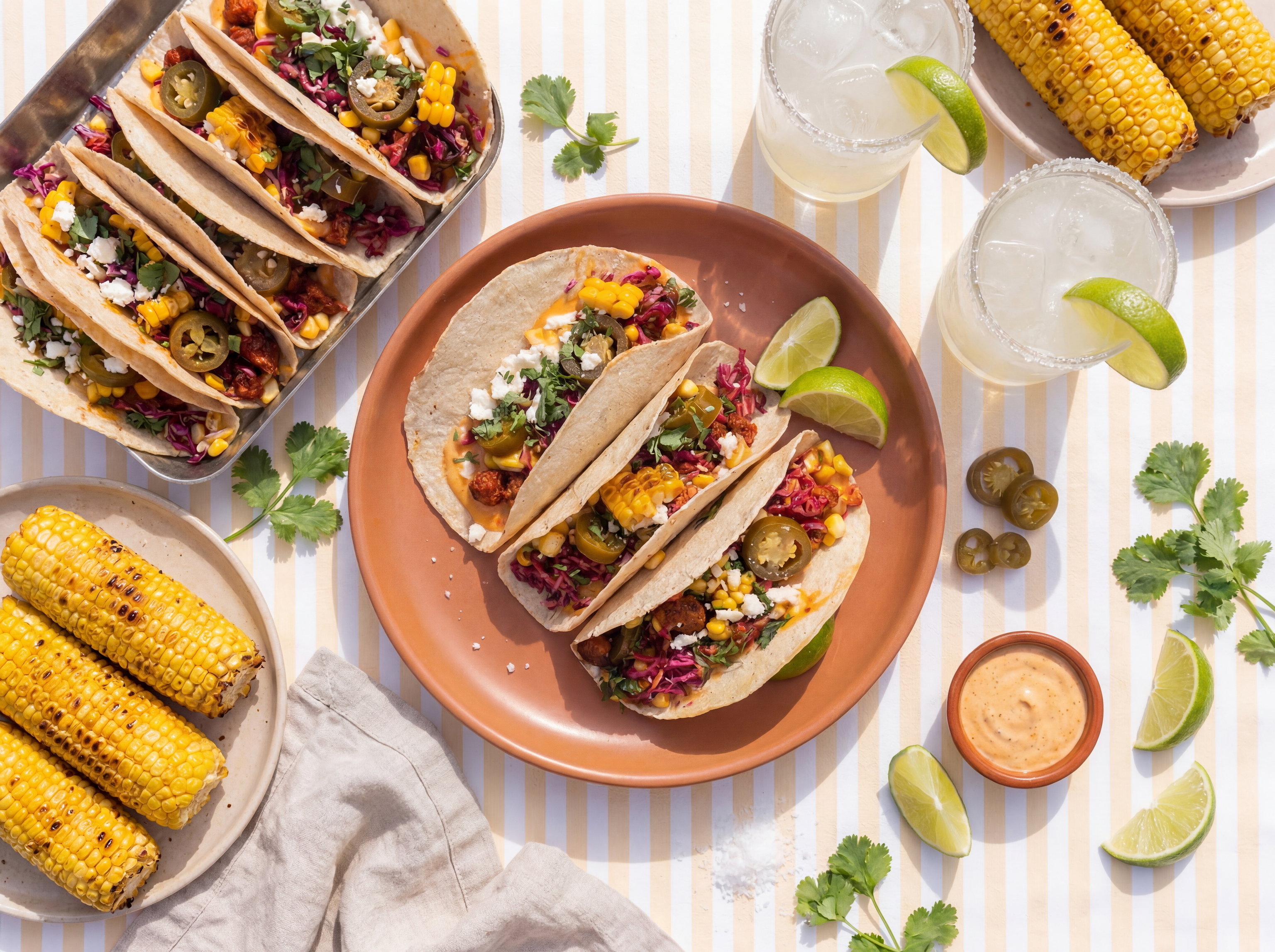 Mexican street corn taco's met chorizo