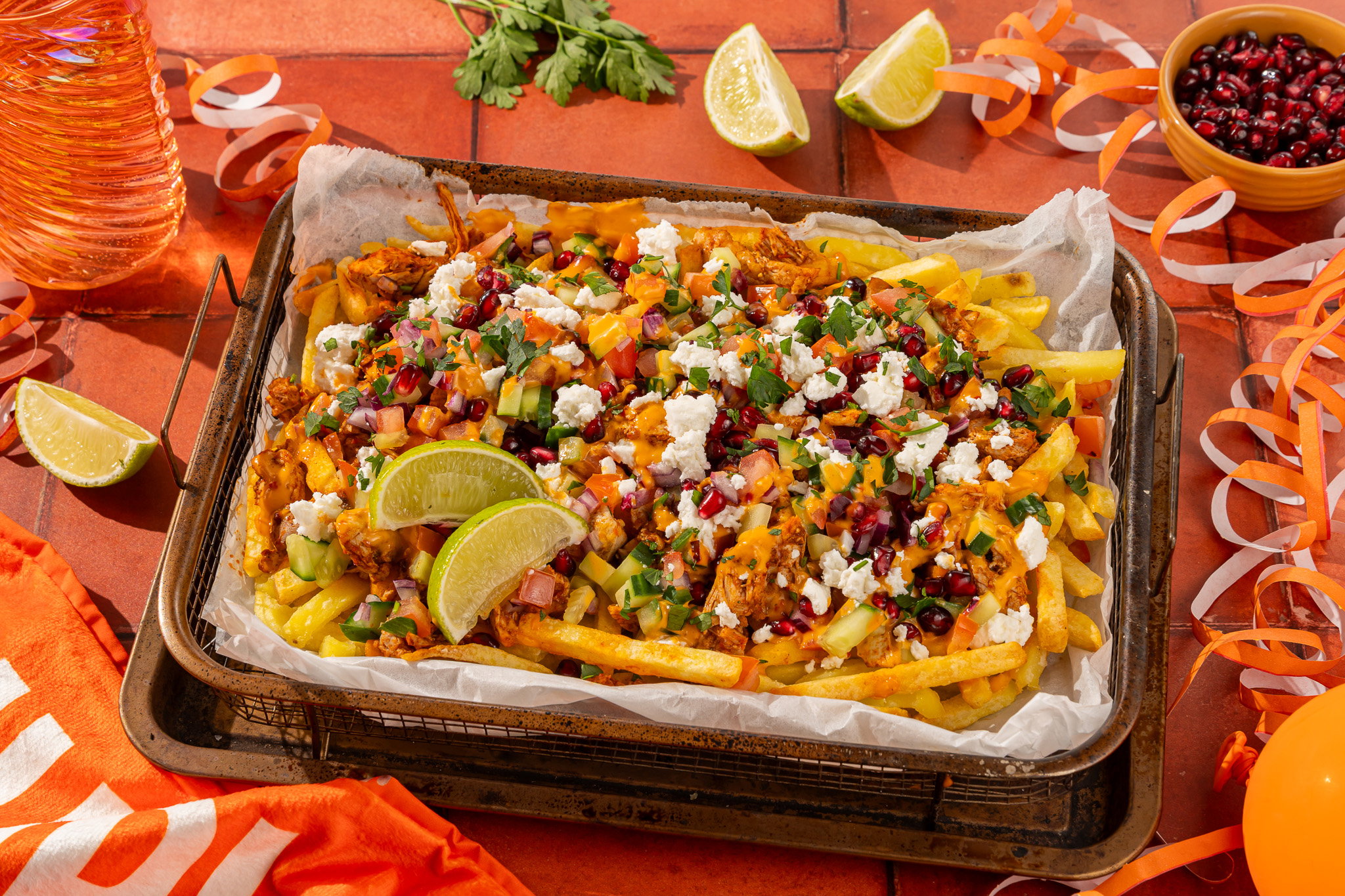 Harissa Pulled Chicken Loaded Fries