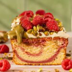 Pistache frambozen swirl kwarkcake